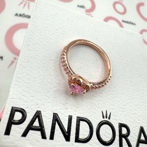 Pandora Rose Gold Ring with Pink Gemstone